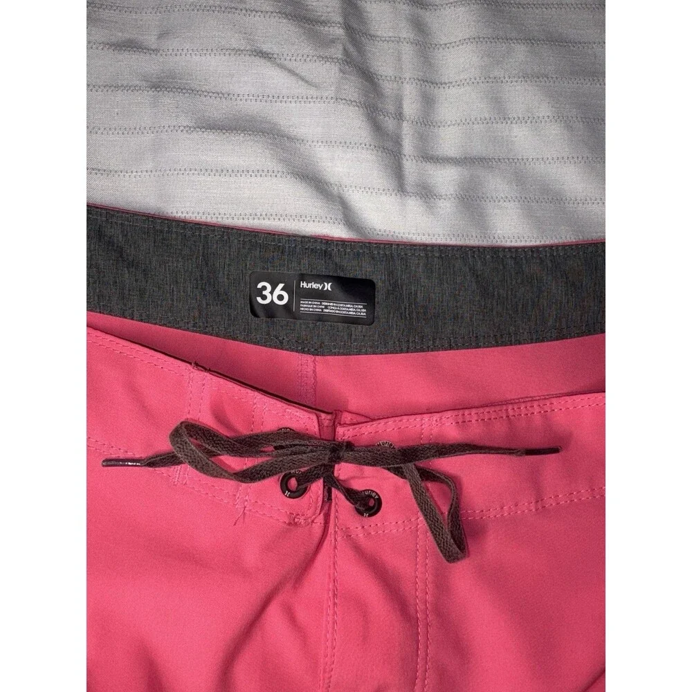 Hurley Men's Board Shorts Size 36 Neon Pink Solid Drawstring Back Pocket